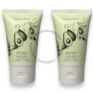 X2 Crabtree & Evelyn Avocado Olive & Basil Skin Revitalising Body Lotion 1.6 oz